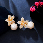 CMM Noble Silver Color Dangle Drop Kunstp&auml;rli kuubiktsirkooniumoksiid Armsad geomeetrilised lilledega k&otilde;rvar&otilde;ngad naistele &scaron;ikid ehted h&otilde;be