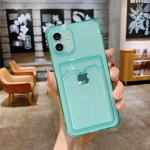 L&auml;bipaistev p&otilde;rutuskindel telefoni&uuml;mbris Iphone 13 12 11 Pro Xs Max Mini Xr 8 7 Plus Se 3 2022 2020 14 Pro Max kate koos kaardihoidja kotiga for iPhone 8 roheline