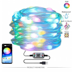 Bluetooth Christmas Festoon Light RGB V&auml;rvilised haldjatuled String J&otilde;ulupuu kaunistused Kodu Uusaasta Decor LED Garland 20M 2m