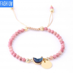 Naturaalsest mahagonist kivist 4 mm helmed K&auml;sitsi valmistatud reguleeritav kootud k&auml;ev&otilde;ru Kullatud v&otilde;lukristallpungad ehted Heart