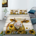 3D lehmamustriga voodipesukomplekt loomade prindiga tekikattega padjap&uuml;&uuml;r Koduses voodipesukomplektis AU/EL/USA t&auml;issuuruses &uuml;he-/kaheinimesevoodi kodukaunistus Baby 100x135cm