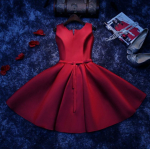 Naiste l&uuml;hike pidulik &otilde;htukleit peokleidid ballikleidid A-joonega pruutneitsi pulmakleit M burgundiapunane