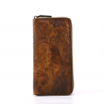 Ehtsast nahast naiste lukuga rahakotid vintage disainiga kaardihoidja pikk rahakott reljeefse m&uuml;nditaskuga k&auml;ekotid 19*10*2cm pruun