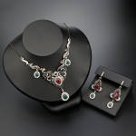 Kuldv&auml;rvi Vintage Boho naiste pruudi pulma ehete komplektid k&auml;ev&otilde;ru k&otilde;rvar&otilde;ngad kaelakee bankett bijoux retro punane