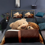 Cartoon Bear Laste voodipesu 3D digiprintimine Kodu Magamistoa tekk ja padjap&uuml;&uuml;r mikrokiust materjal 2/3 voodipesu kaunistus DE 155x200cm