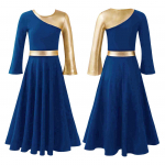 Lapsed T&uuml;drukud Kirik Pikk kleit Vaimu &uuml;listamise t&auml;histamine Tants Maxi seelik Tantsur&otilde;ivad Pikkade varrukatega tantsuriided 13-14 Years