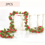 7FT kunstlik Wisteria roosiviinapuu vanik Taimede lehestik jalillede kodukaunistus punane