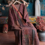 Johnature s&uuml;gisene naine vintage linane kaelus, v&auml;rvi blokeeriv avar kleit Retro &uuml;hev&auml;rviline kolmeveerand prindiga kleit One Size