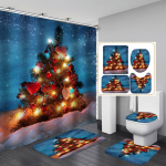 4 tk Xmas Christmas Tree seeria du&scaron;ikardinate komplektid vannitoa jaoks libisemiskindlad vannitoavaibad kaas WC kate vannimatt