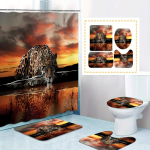 4 tk Luksuslikud Leopard Print du&scaron;ikardinad Vannitoa libisemiskindlad Vannitoavaibad Kaas WC Katte Vannimatt 4Pcs Full Set