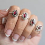 Punase granaadi v&auml;&auml;riskivist s&otilde;rmus, tahke 925 sterlingh&otilde;bedast disainers&otilde;rmus, k&auml;sitsi valmistatud ehted, kihlas&otilde;rmus, ema kingitused 6