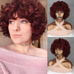 Miss Parukas naiste must l&uuml;hike lokkis s&uuml;nteetiline tukkidega mustade juustega Halloweeni kuumuskindel kiud Aafrika naistele igap&auml;evaseks kandmiseks 25cm