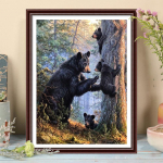 5D DIY teemantmaaling must pruun karu ristpistes komplekt Mosaiik Teemanttikandid Roos T&auml;isringi kandiline puur Kodukaunistus Round 30x40cm