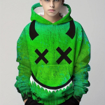 8. Uudsus, kurva n&auml;oga 3D-prindiga poiste vabaaja pulloveriga pikkade varrukatega kapuuts, poiste dressipluus kevads&uuml;giseks, laste pusad v&auml;ljas 100