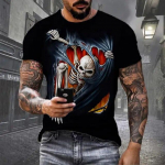 Vintage Horror Skull 3D Print Meeste T-s&auml;rk Suvine Klassikaline vabaaja Kaelus L&uuml;hikeste Varrukatega Moes Lahti Suured Topid Meeste T-s&auml;rk 6XL