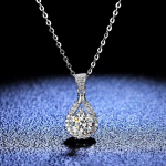 P&auml;ris Moissanite veetilga ripats kaelakee 1 kat D v&auml;rvi labori teemandid 925 sterling h&otilde;be naistele pulmapeened ehted 6.5mm 1ct D Color