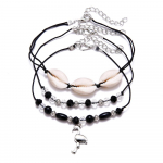 2024 3 tk/komplekt Boho Fashion Shell Kristallhelmed Flamingo Ripats Nahast Jalak&otilde;ru Komplekt Naiste Ehted Kingitus