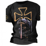 Meeste T-s&auml;rk 3D Prindiga Crusader T-s&auml;rk L&uuml;hikeste varrukatega Suur t&auml;navar&otilde;ivaste T-s&auml;rk Suvine vabaaja uus vintage meeste vabaaja kaelusega s&auml;rk 5XL