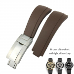 20 mm kvaliteetsest kummist kellarihm Role Daytona GMT Submariner GMT OYSTERFLEX must k&auml;ev&otilde;ru veekindel kellarihm Brown ultra-short 20mm with logo&gold clasp