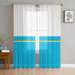 Aqua Yellow Stripes Geomeetrilised aknakardinad L&auml;bipaistev &scaron;ifoonist t&uuml;llkardin Kodu Elutoa taustadekoratsioon 135W x 114H(cm)