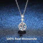 Klassikaline kuue k&uuml;&uuml;nega ripats 1CT Moissanite 925 Sterling h&otilde;bedane kaelakee Suurep&auml;rase l&otilde;ikega teemant pulmakihlamisega kaelakee ehted 1 Carat
