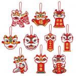10 tk Lion Dance rippuv kaunistus kaelapaelaga 2024. aasta draakoni Hiina kevadfestivali potitaime rippuv kaunistus uusaasta ripats 10Pcs punane