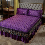 Luksuslik tikandiga voodikate Paks Palus tepitud voodi seelik Talvine soe pehme samet King-suurusega voodikate ilma padjap&uuml;&uuml;rita 1pc Skirt 180x220cm lilla