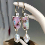 Pink Opal Earrings T&uuml;drukutele elegantsed ja &scaron;ikid geomeetrilised k&otilde;rvar&otilde;ngad h&otilde;be