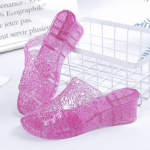 Uued suvised sandaalid naistele, kristall-želeekingad, rannakingad, libistatavad plastikust l&auml;bipaistvad kingad, naiste sandaalid, PVC-želeesandaalid 41 roosa