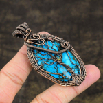Natural Tibetan Turquoise Gemstone Copper Wire Wrap Gift Pendant 2.76 v4y92