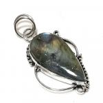 Natural Labradorite Gemstone Handmade 925 Sterling Silver Pendant 2.13 s8c84
