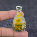 Natural Ocean Jasper Gemstone Handmade 925 Sterling Silver Pendant 2.25 o1l17