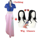 Anime Cosplay Kost&uuml;&uuml;m Kleit Komplektid Nico Robin Cosplay Kohandatud Prillid Peo Parukas &Uuml;likond Kost&uuml;&uuml;mid T&uuml;drukule Halloweeni Karnevali &Uuml;likond L-(Costume+Wig) black