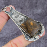 Natural SilverSheen Obsidian Gemstone 925 Sterling Silver Pendant 2.95 t7k18