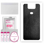 apgo Protective Skin Sticker for the back compatible with Asus Zenfone 6 ZS630KL 6Z, Wrap Film, Foil, Vinyl - Pattern Black Leather
