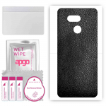 apgo Protective Skin Sticker for the back compatible with HTC Desire 12s, Wrap Film, Foil, Vinyl - Pattern Black Leather