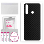 apgo Protective Skin Sticker for the back compatible with Realme C3, Wrap Film, Foil, Vinyl - Pattern Carbon Black
