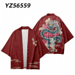 Meeste Jaapani anime Samurai Kimono Draakoniprint Cosplay Haori Naiste kardigan Yukata s&auml;rk suvine r&uuml;&uuml; XXS punane