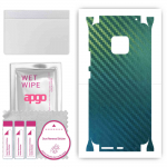 apgo kaitsev nahakleebis tagak&uuml;ljele ja k&uuml;lgedele, mis &uuml;hildub Huawei Mate 20 Pro-ga, t&auml;is&uuml;mbriskilega, fooliumiga, vin&uuml;&uuml;liga &ndash; mustriga s&uuml;sinik-kameeleon CAKA1