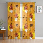 Aafrika elevant-kaelkirjak t&uuml;llist l&auml;bipaistvad kardinad elutuppa magamistuppa k&ouml;&ouml;gi kaunistus Voile organza kardinad 135W x 114H(cm)