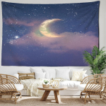 Lilla Starry Moon gobel&auml;&auml;n seinaripp Kawayi kunst Boheemian ps&uuml;hhedeelne t&uuml;drukute tuba &uuml;hiselamu kodukaunistused 95x70CM