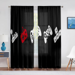 Poiste M&auml;ngur T&uuml;llkardinad Elutoa Kaunistuseks M&auml;ngukontroller Videom&auml;ng Lastele L&auml;bipaistev Voile Kardin Akna Kardinad Rulood 1 PCS W100XH250cm&Rod Pocket black