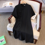 2XL~6XL Naiste Kleit Suur Suurus Paksudele Naistele Naiste Cheongsam Seelik L&otilde;tv Kleit 2XL must