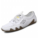 Ehtsast nahast kingad Meeste jalan&otilde;ud Suured moodsad nahast vabaajajalatsid Mugavad s&otilde;idujalatsid Mokassiinid Meeste kingad 38 valge