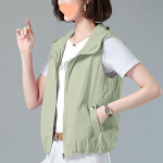 Naiste kerge varrukateta p&uuml;stkrae tuulekindel kapuutsiga vest pluss suuruses vabaaja vestid 5XL