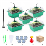 5 tk Led Grow valgustitega seemikualus Taimeseemnete stardialuse komplekt Kasvuhoonekasvatusalused koos kerge kasuliku aiat&ouml;&ouml;riistaga 5Pcs/set roheline