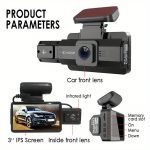 1080P HD HD auto-DVR s&otilde;idusalvesti Kahe objektiiviga s&otilde;iduki lainurk armatuurlaud lai kaamera &ouml;&ouml;n&auml;gemine armatuurlaua kaamera parkimise j&auml;lgimiseks armatuurkaamera Front & Inside Car DVR must