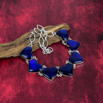 H&auml;mmastav sinise s&auml;hvatusega labradoriit kaelakee, 925 prooviga t&auml;issterlingh&otilde;bedast v&auml;&auml;riskividega kaelakee, k&auml;sitsi valmistatud &otilde;rn ehtekomplekt Adjustable with 18 inches sinine