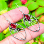 Mozambique Garnet Gemstone Handmade 925 Sterling Silver Gift Earring 2.01 p3k87