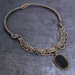 Natural Black Tourmaline Gemstone Copper Wire Wrap Jewelry Necklace 18 w6i65